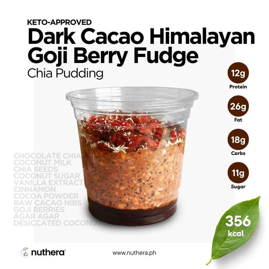 Dark Cacao Himalayan Goji Berry Fudge Chia Pudding (Keto-approved)